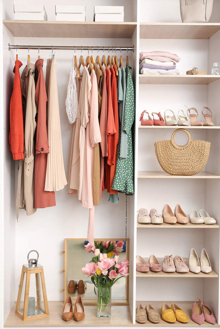 Wardrobe with Spring Clothes and Accessories